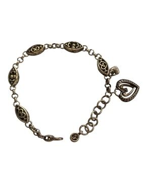Brighton Heart Charm Silver Link Bracelet great condition 8.5”